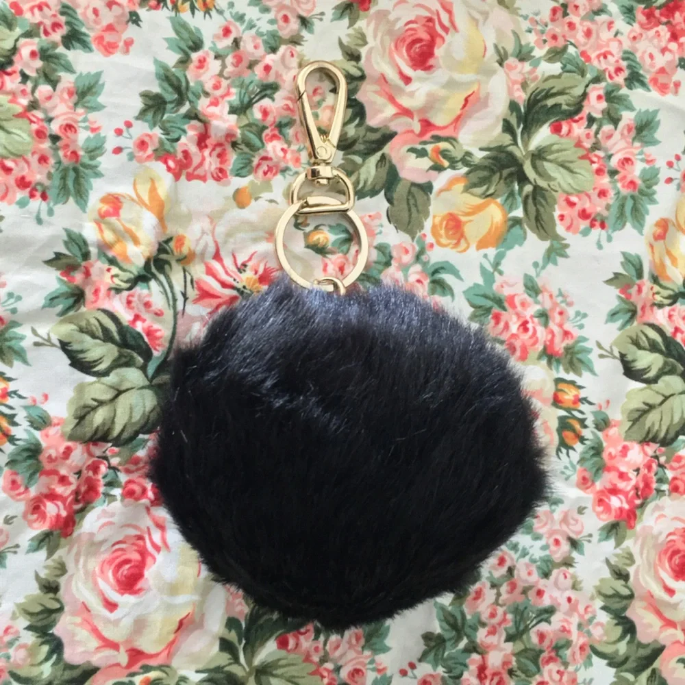 Black Pom Pom Keychain Purse Charm